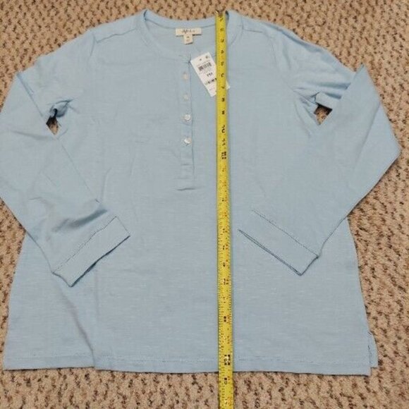 2 Style & Co Pullover Womens Partial Button Up Long Sleeve Shirts NWT Blue PM - Picture 4 of 10